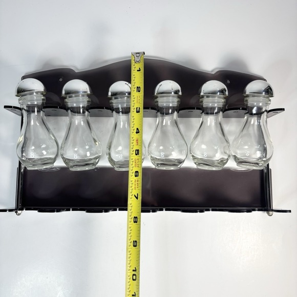 Vtg Two Tier Wall Contemporary Acrylic Gray Spice Rack 6 Spice Bottles - Picture 9 of 11